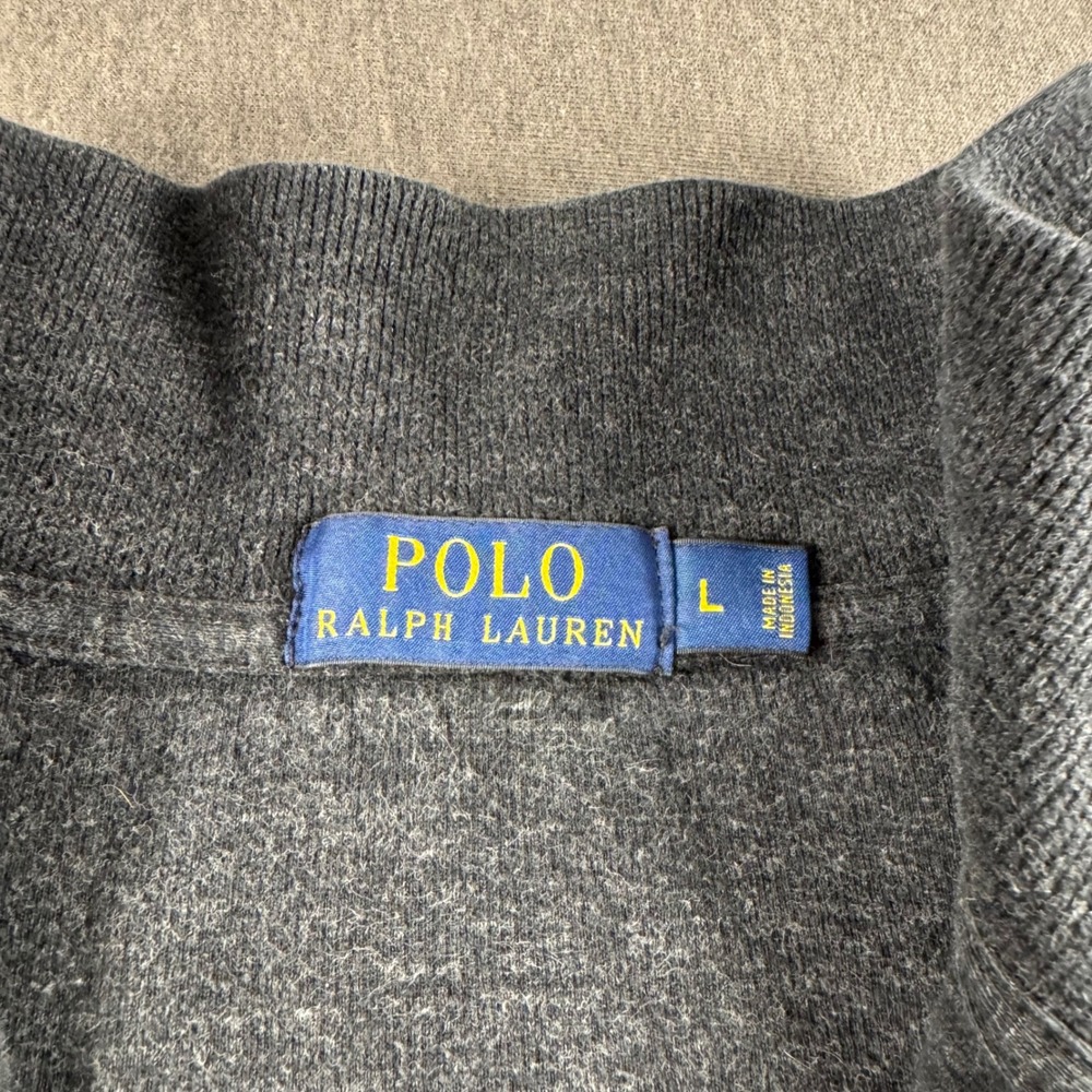Polo Ralph Lauren Mens Quarter Zip Pullover Sweater Charcoal Gray Cotton Large - Picture 3 of 10